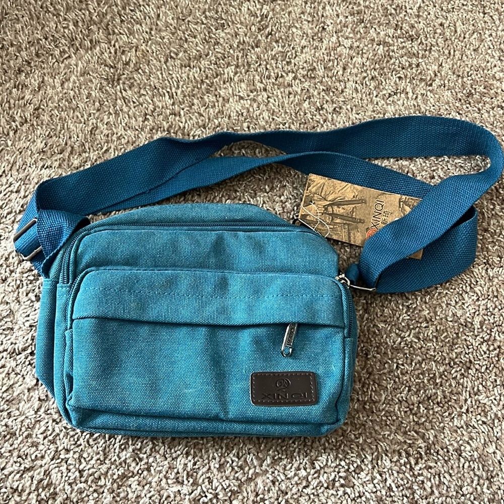 XinQi Blue Canvas Crossbody Bag